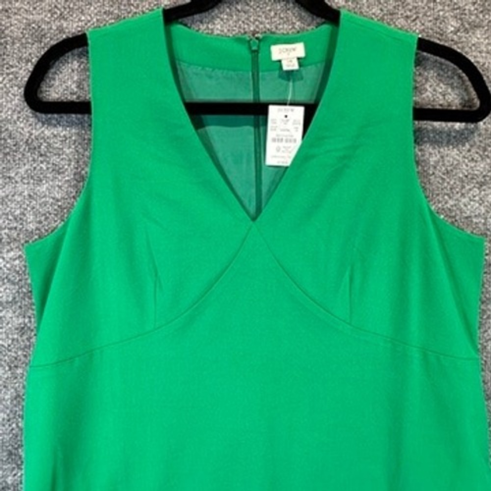 J.Crew Mod Sleeveless V-Neck Shift Dress Green Sz 14 NEW MSRP $118 Preppy Party